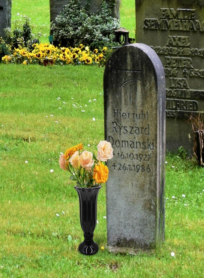 Oooct Cemetery Vase for Grave Decorations With Metal Spike, Ceramics Vase for Memorial Markers, Graveside Decor Sign for Outdoor Yard Lawn - Image 2